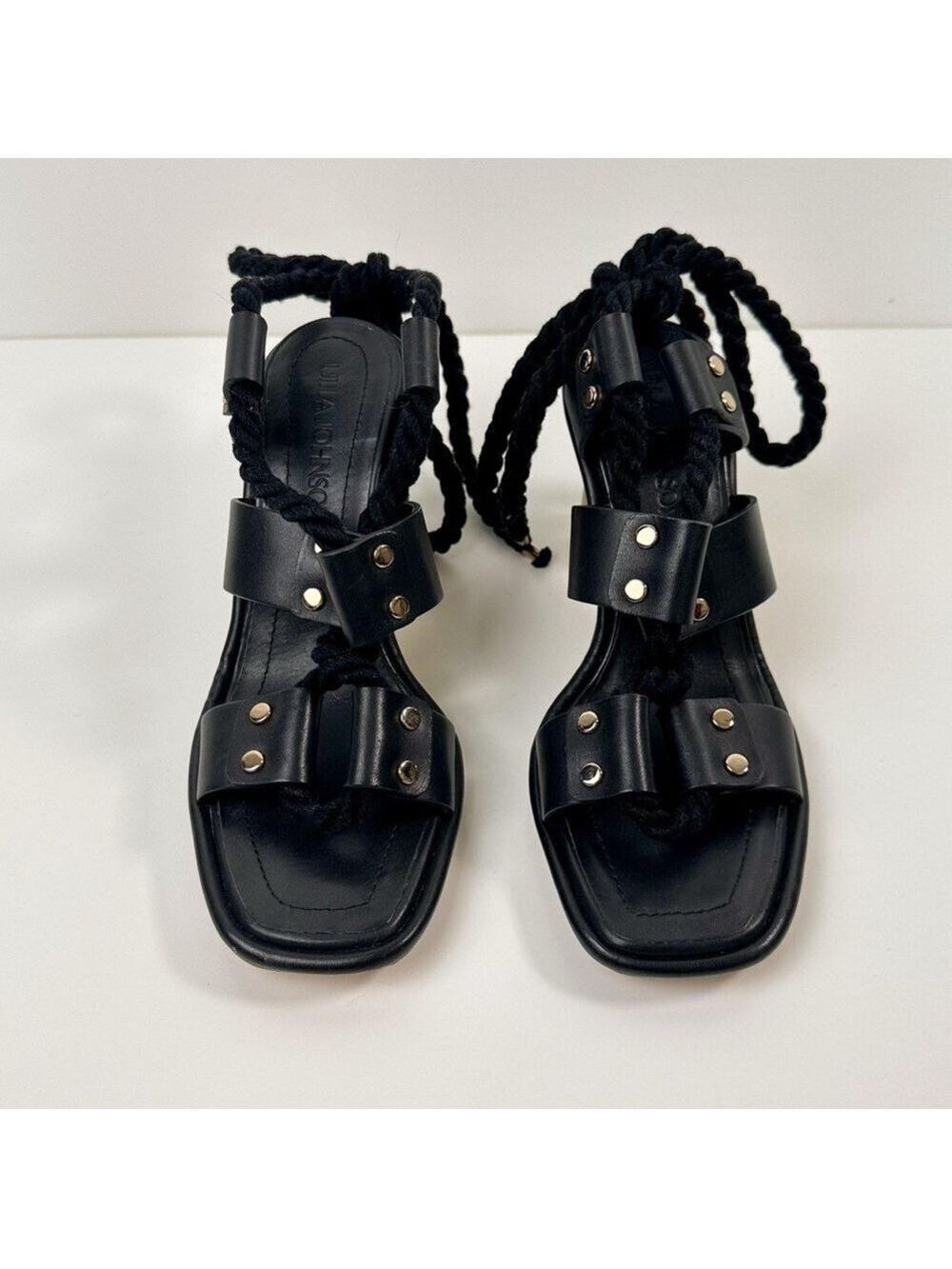 NEW Ulla Johnson Elvie Rope High Strappy Heel Sandal in Noir Size 38 US 7.5 - Picture 7 of 15
